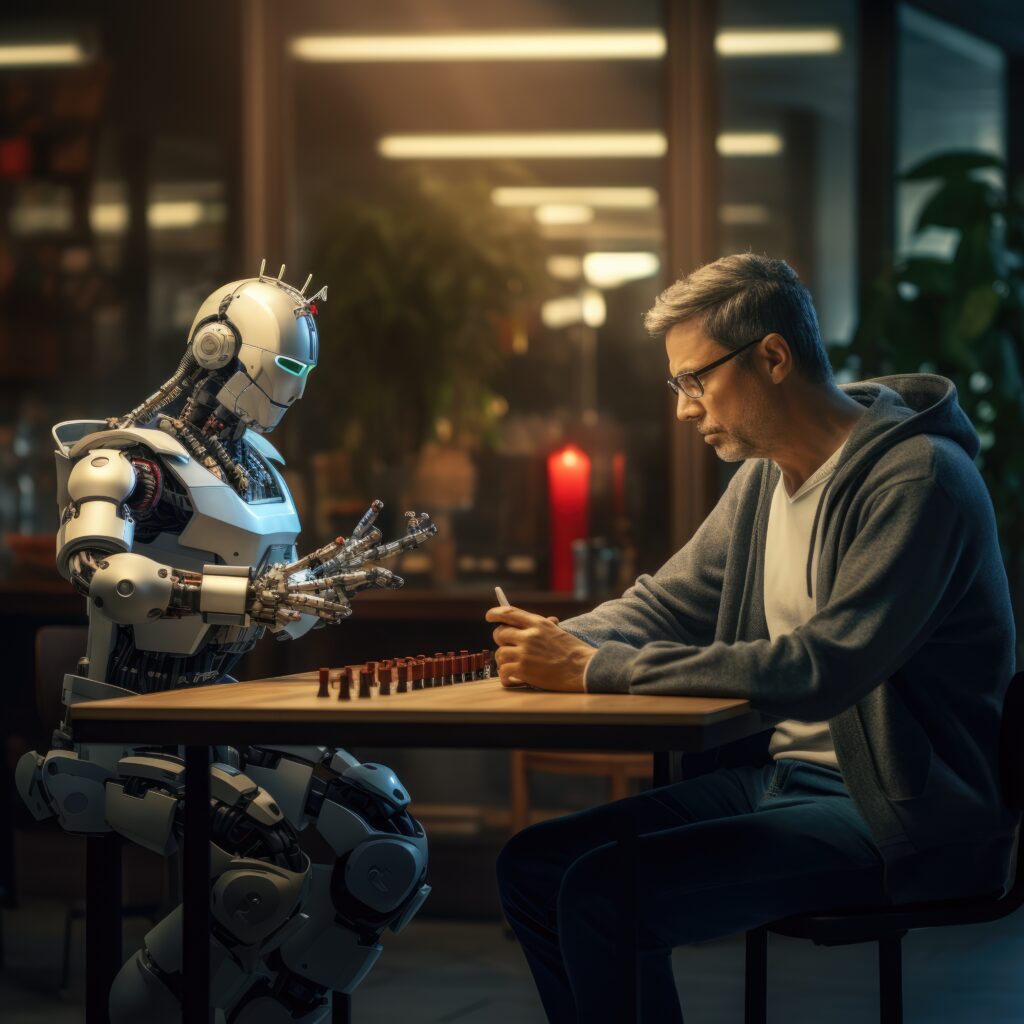 AI robot analysing digital marketing